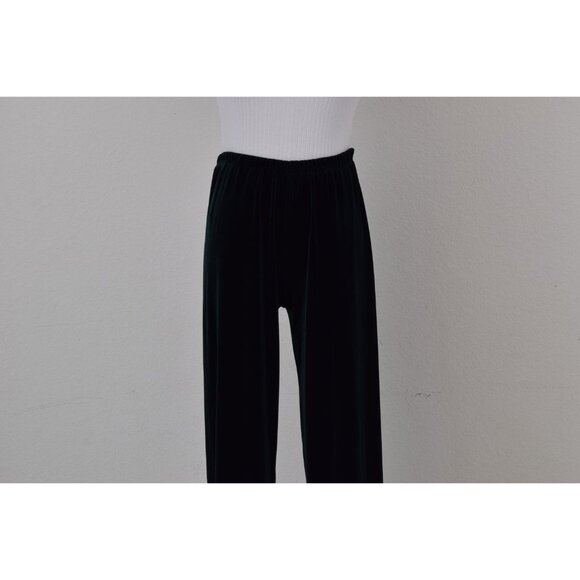 Vintage 90s Forest Green Velvety‎ Stretch Pull-On pants size L | 24-32 waist - Picture 5 of 10